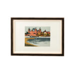 GUNTER ULLRICH Scene of Aschaffenburg Germany Custom Framed Linocut