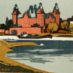 GUNTER ULLRICH Scene of Aschaffenburg Germany Custom Framed Linocut - Image 2