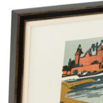 GUNTER ULLRICH Scene of Aschaffenburg Germany Custom Framed Linocut - Image 3