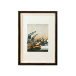 GUNTER ULLRICH Scene of Aschaffenburg Germany Custom Framed Linocut