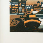 GUNTER ULLRICH Scene of Aschaffenburg Germany Custom Framed Linocut - Image 2