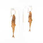 Vintage Pair of Articulated Fish Drop Earrings in 10 Karat Gold - Image 2
