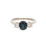 Vintage Sapphire and Diamond Ring in 18 Karat White Gold