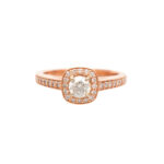 Diamond Ring with Sapphire Accent in 14 Karat Rose Gold