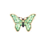 Blue Enamel Butterfly Brooch in 14 Karat Gold