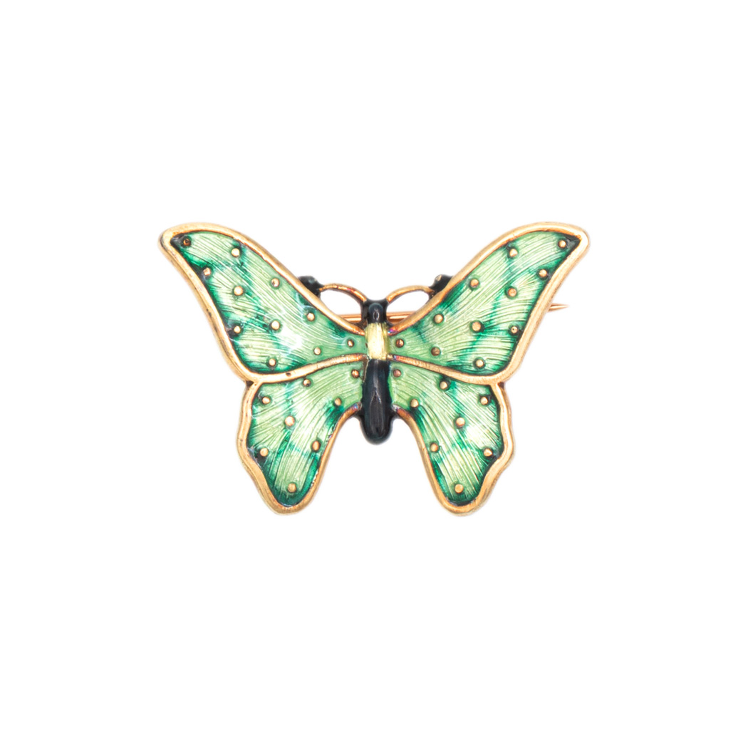LD_10308-3 Blue Enamel Butterfly Brooch in 14 Karat Gold - Image 1