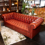 Chesterfield Style Sofa in Cognac Tufted Leather Upholstery - Image 5