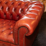 Chesterfield Style Sofa in Cognac Tufted Leather Upholstery - Image 2