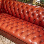 Chesterfield Style Sofa in Cognac Tufted Leather Upholstery - Image 3