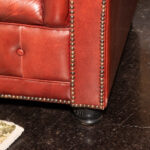 Chesterfield Style Sofa in Cognac Tufted Leather Upholstery - Image 4