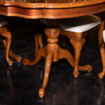 UNIVERSAL FURNITURE Cherry Finish Double Pedestal Dining Table with 6 Chairs and 2 Leaves - Image 3