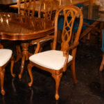 UNIVERSAL FURNITURE Cherry Finish Double Pedestal Dining Table with 6 Chairs and 2 Leaves - Image 4