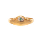 Eye Motif Ring with Blue Stone Accent in 14 Karat Gold