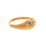 Eye Motif Ring with Blue Stone Accent in 14 Karat Gold - Image 2