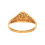 Eye Motif Ring with Blue Stone Accent in 14 Karat Gold - Image 3