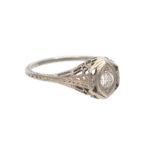 Vintage Diamond Filigree Ring with Marquise Design in 18 Karat White Gold - Image 3