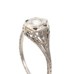 Vintage Diamond Filigree Ring with Marquise Design in 18 Karat White Gold - Image 2