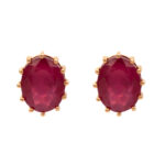 Pair of 4.75 Carat Total Weight Synthetic Ruby Stud Earrings in 10 Karat Gold