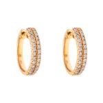 Pair of Diamond Hoop Earrings in 10 Karat Gold