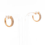 Pair of Diamond Hoop Earrings in 10 Karat Gold - Image 2