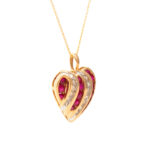Ruby and Diamond Heart Pendant Necklace in 10 Karat Gold - Image 2