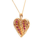 Ruby and Diamond Heart Pendant Necklace in 10 Karat Gold - Image 3