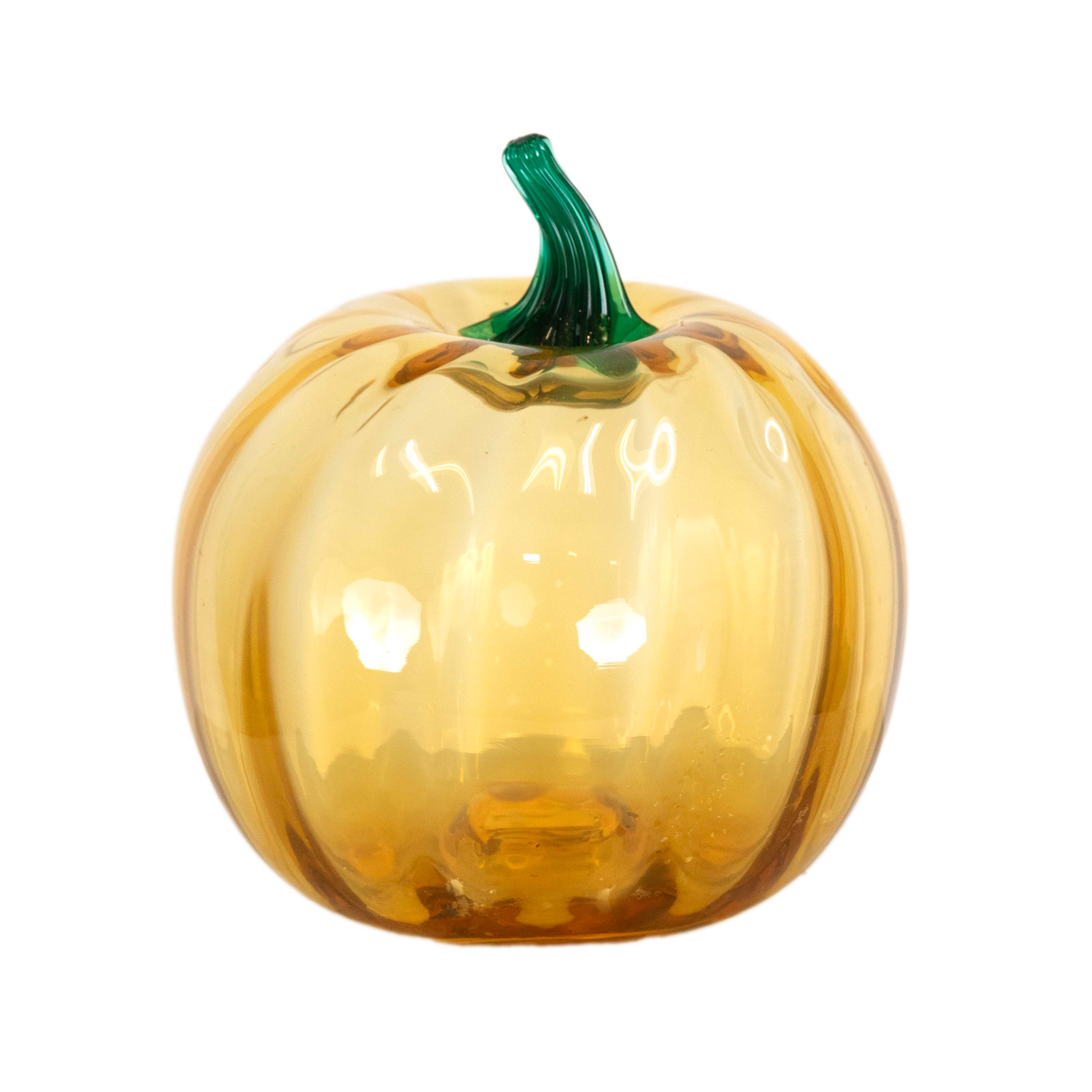 XNED_219 -2 BLENKO Fruits and Vegetables 6 Inch Glass Pumpkin - Image 1