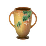 ROSEVILLE Fuchsia Brown Footed Vase
