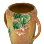 ROSEVILLE Fuchsia Brown Footed Vase - Image 2