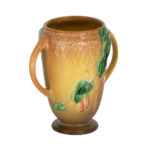 ROSEVILLE Fuchsia Brown Footed Vase - Image 4