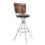Set of 3 Mid Century Modern Slatted Wood Back Bar Stools Attributed to Arthur Umanoff - Image 5