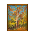 MIRIAM BARANOV “Autumnal Tree with Blue Sky” Original Oil Landscape on Board