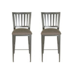 Pair of Grey Metal Slat Back Bar Stools