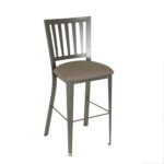 Pair of Grey Metal Slat Back Bar Stools - Image 2