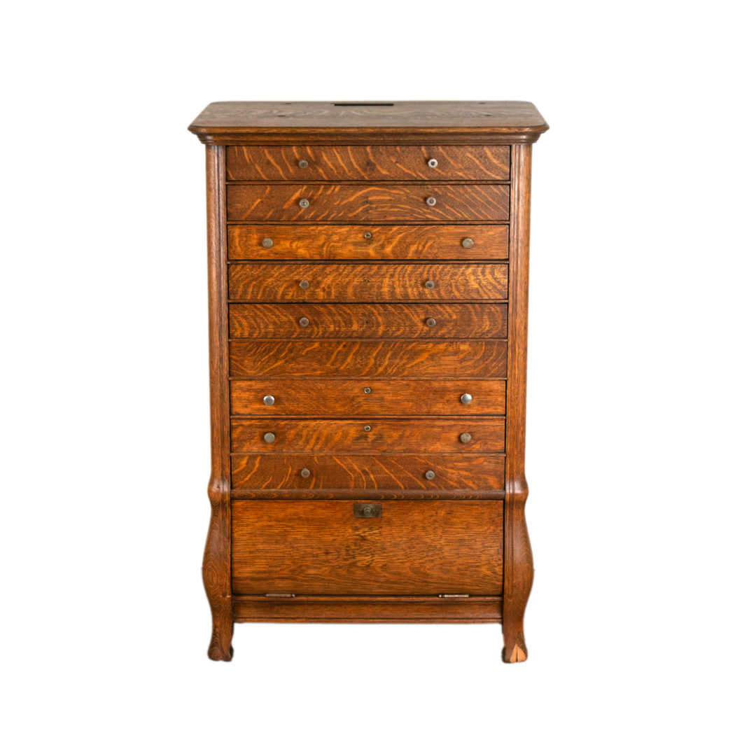 ZSTAK_102-2 Antique Tiger Oak National Cash Register Base - Image 1
