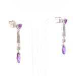 Pair of Amethyst and Diamond Drop Earrings in 14 Karat White Gold - Image 2