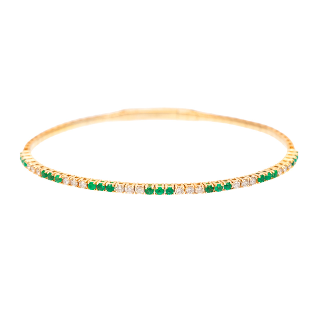 LD_239-3 Diamond and Emerald Tennis Bracelet in 14 Karat Gold - Image 1