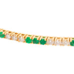 Diamond and Emerald Tennis Bracelet in 14 Karat Gold - Image 2