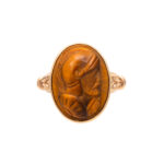 Vintage Tigereye Cameo Ring in 10 Karat Gold