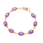 Vintage 14 Carat Total Weight Amethyst Bracelet in 14 Karat Gold