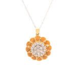 Diamond Sunflower Pendant Necklace in 10 Karat Gold