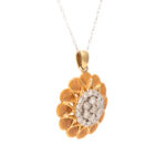 Diamond Sunflower Pendant Necklace in 10 Karat Gold - Image 2