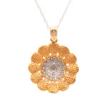 Diamond Sunflower Pendant Necklace in 10 Karat Gold - Image 3
