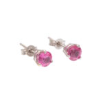 Pair of Pink Sapphire Stud Earrings in 14 karat White Gold - Image 2