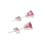 Pair of Pink Sapphire Stud Earrings in 14 karat White Gold - Image 3