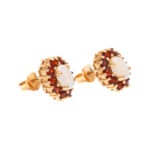 Pair of Opal and Garnet Stud Earrings in 14 Karat Gold - Image 2