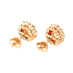 Pair of Opal and Garnet Stud Earrings in 14 Karat Gold - Image 3