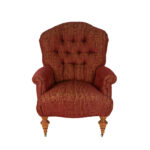 FLEXSTEEL Tufted Back Armchair in Red and Gold Chenille Upholstery