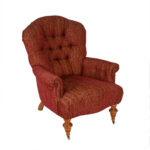 FLEXSTEEL Tufted Back Armchair in Red and Gold Chenille Upholstery - Image 2