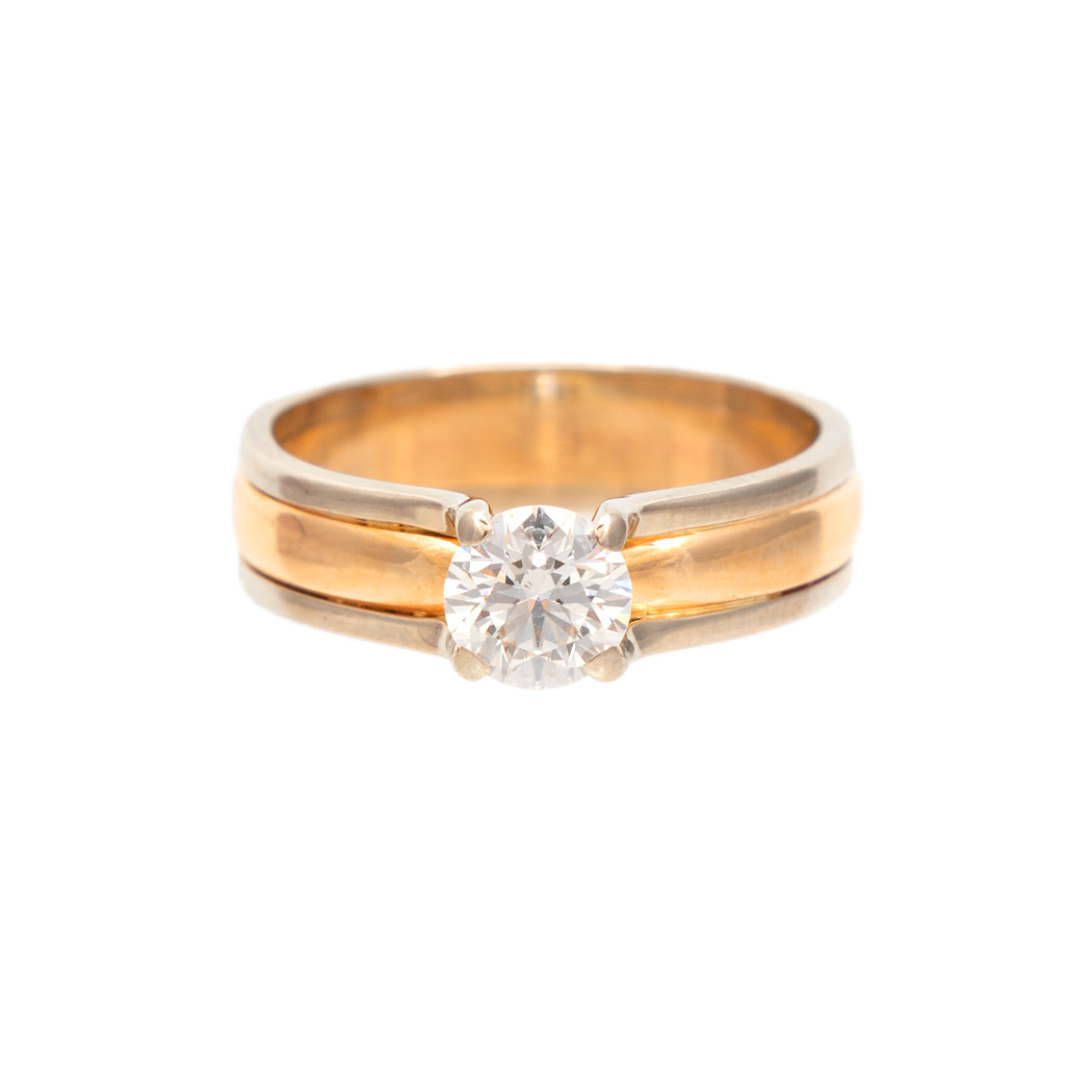 LD_10151-3 Diamond Solitaire Ring in Two-Tone 14 Karat Gold - Image 1
